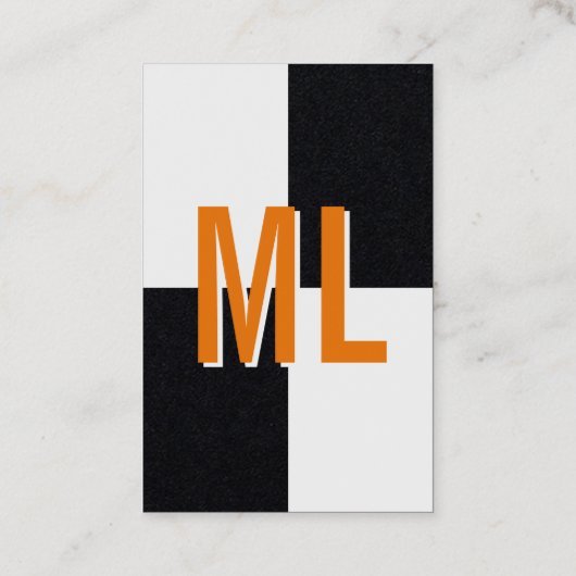 Orange weiß Monogram Hochformat Visitenkarte Visitekaartje (Achterkant)