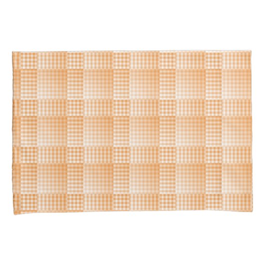 Orange White Checker Abstract Pattern Kussensloop (Voorkant-Rechts)