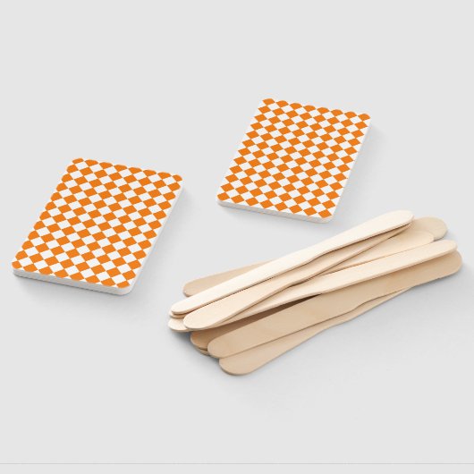 Orange White Checker Diamond Pattern Handwaaier (Niet-gemonteerd)