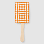 Orange White Checker Diamond Pattern Handwaaier (Voorkant)