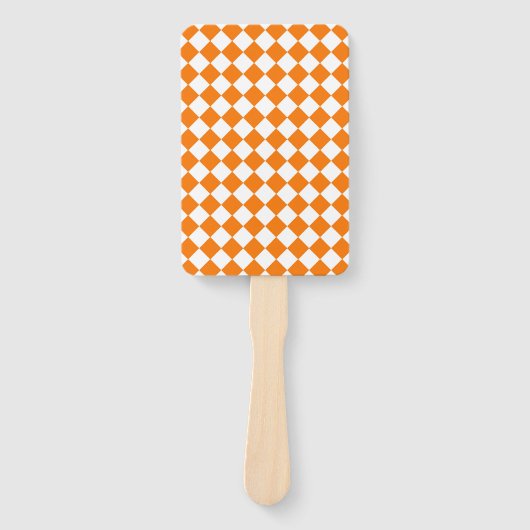 Orange White Checker Diamond Pattern Handwaaier (Voorkant)