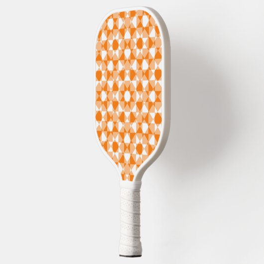 Orange White Checker Diamond Plaid Pattern Pickleball Paddle (Links)