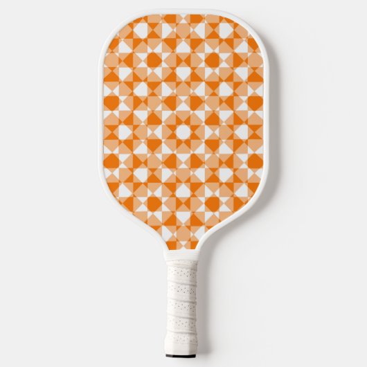 Orange White Checker Diamond Plaid Pattern Pickleball Paddle (Achterkant)
