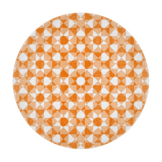 Orange White Checker Diamond Plaid Pattern Snijplank (Voorkant)