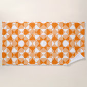 Orange White Checker Diamond Plaid Pattern Strandlaken (Voorkant)