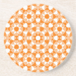 Orange White Checker Diamond Plaid Pattern Zandsteen Onderzetter