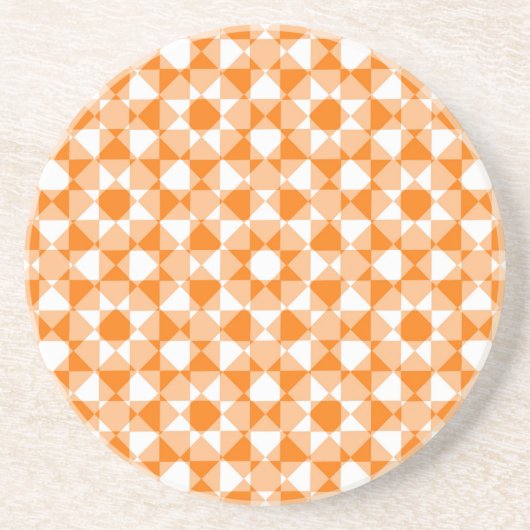 Orange White Checker Diamond Plaid Pattern Zandsteen Onderzetter (Voorkant)