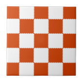 Orange & White Checkerboard Pattern Tegeltje (Voorkant)