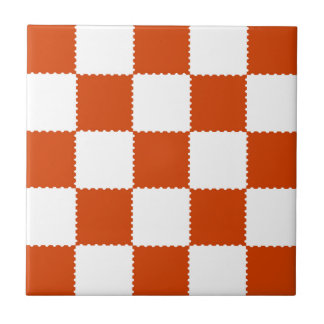 Orange & White Checkerboard Pattern Tegeltje