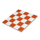 Orange & White Checkerboard Pattern Tegeltje (Zijkant)
