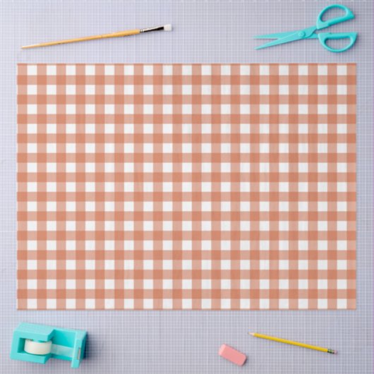 Orange & White Checkered Tissue Paper Tissuepapier (Craft)