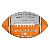 Orange & White Football with Photo, Personalized (Voorkant)