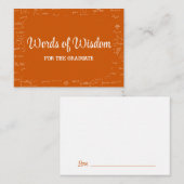 Orange White Graduate Words of Wisdom Advice Informatiekaartje (Voorkant / Achterkant)