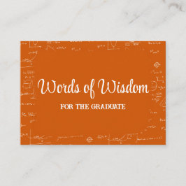 Orange White Graduate Words of Wisdom Advice Informatiekaartje