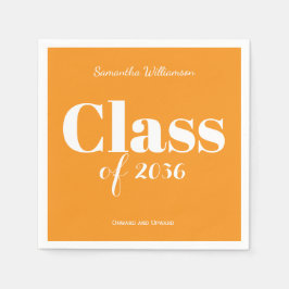 Orange White Graduation Party Napkins Customizable Servet