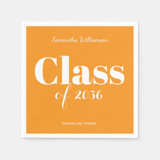 Orange White Graduation Party Napkins Customizable Servet (Voorkant)