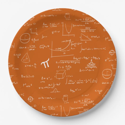 Orange White Math Equations Graphics Graduation Papieren Bordje (Voorkant)