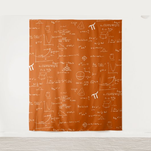 Orange White Mathematic Formulas Equations Wandkleed (Voorkant)