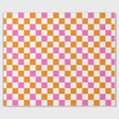 Orange White Pink Checkered Pattern Design  Cadeaupapier (Vlak)