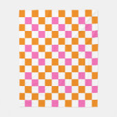 Orange White Pink Checkered Pattern Design  Fleece Deken (Voorkant)