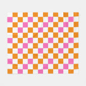 Orange White Pink Checkered Pattern Design  Fleece Deken (Voorkant (Horizontaal))