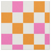 Orange White Pink Checkered Pattern Design  Stof (Close Up)