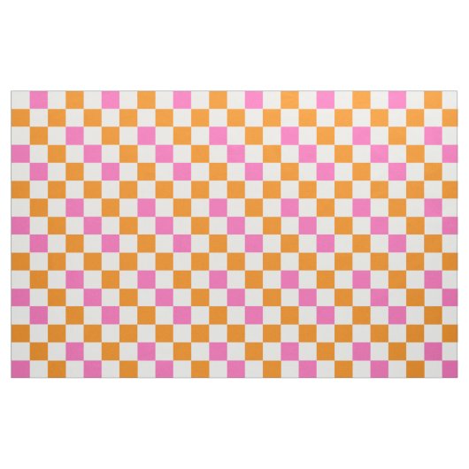 Orange White Pink Checkered Pattern Design  Stof (Fat Quarter)