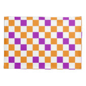 Orange White Purple Checkered Pattern Design  Kussensloop (Achterkant)