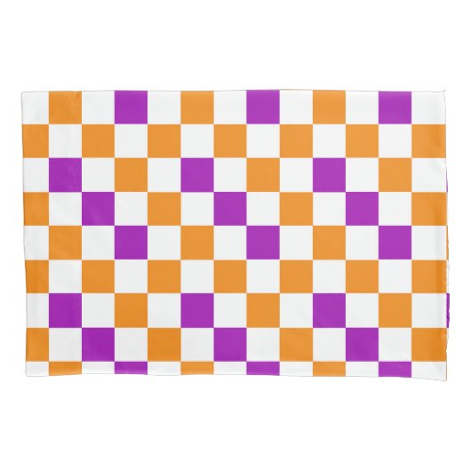 Orange White Purple Checkered Pattern Design  Kussensloop (Voorkant)