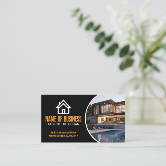 Orange White Renovation Contractor Builder Visitekaartje (Staand voorkant)