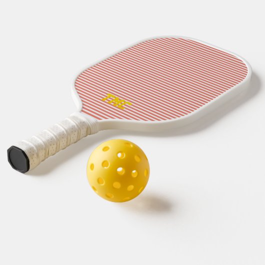 orange white stripe monogram initials yellow pickleball paddle (Laag 2)