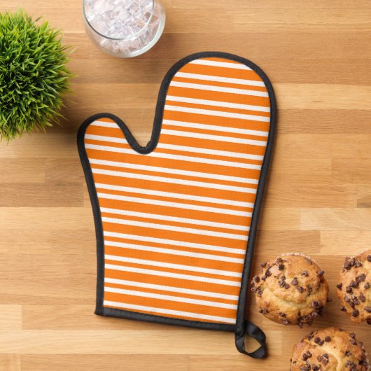 Orange White Stripes Pattern Ovenwant (Top down)