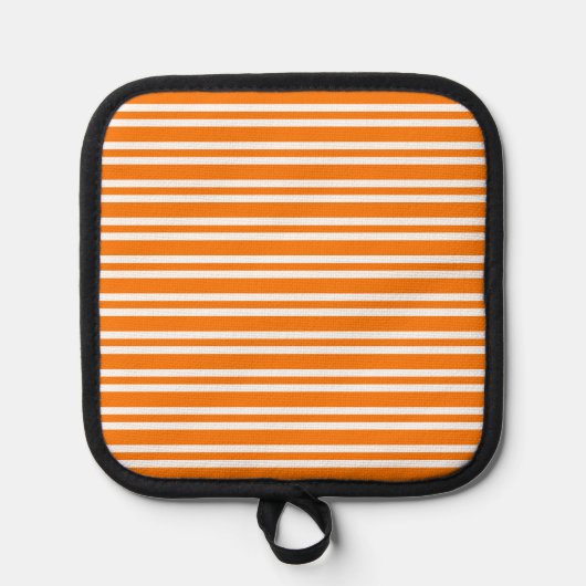 Orange White Stripes Pattern Pannenlap (Voorkant)