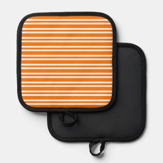 Orange White Stripes Pattern Pannenlap (Voorkant / Achterkant)
