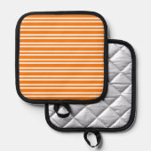 Orange White Stripes Pattern Pannenlap (Voorkant / Achterkant)