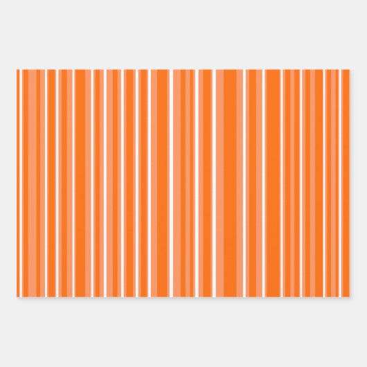 Orange & White Stylish & Fun Stripes & Polka Dots Inpakpapier Vel (Voorkant 2)