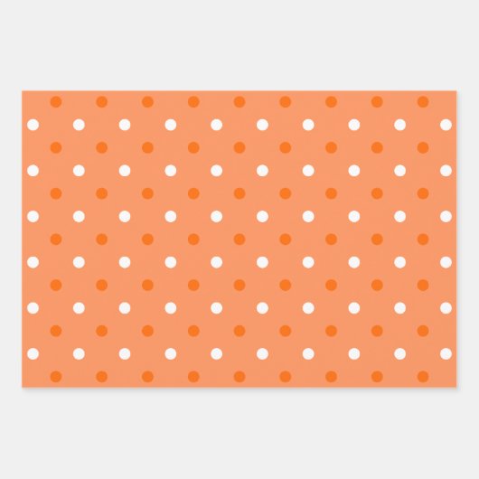 Orange & White Stylish & Fun Stripes & Polka Dots Inpakpapier Vel (Voorkant)