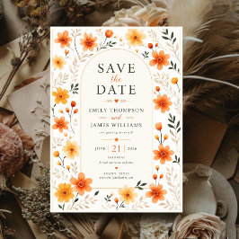 Orange Wildflower Rustic Floral Elegant Botanical Acryl Uitnodigingen