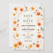 Orange Wildflower Rustic Floral Elegant Botanical Save The Date (Voorkant)
