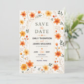 Orange Wildflower Rustic Floral Elegant Botanical Save The Date (Staand voorkant)
