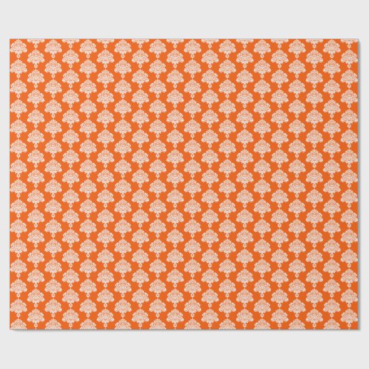 Orange | Wit Damast inpakpapier (Vlak)