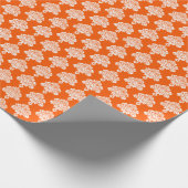 Orange | Wit Damast inpakpapier (Hoek)