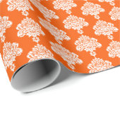 Orange | Wit Damast inpakpapier (Rol Hoek)