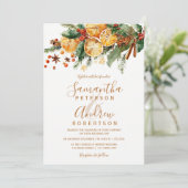 Orange Wreath Citrus Christmas winter wedding Kaart (Staand voorkant)