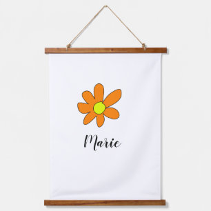 Orange yellow Daisy abstract add name text female Hangend Wandkleed