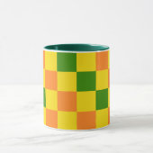 Orange Yellow Green Checkered Pattern Design  Mok (Midden)