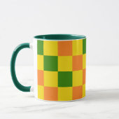 Orange Yellow Green Checkered Pattern Design  Mok (Links)
