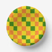 Orange Yellow Green Checkered Pattern Design  Papieren Kommen (Voorkant)