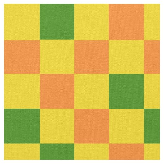 Orange Yellow Green Checkered Pattern Design  Stof (Close Up)