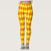 Orange Yellow Harlequin Checkered Design  Leggings (Voorkant)